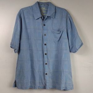 Jamaica Jaxx Light Blue Silk Short Sleeve Shirt M